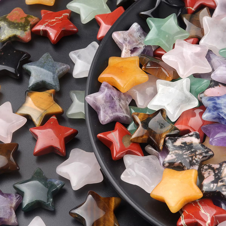 5 Stück Sternförmige Naturstein Mineralproben aus Amethyst und Rosenquarz in Lila und Mehrfarbig für Schmuck, Aquarium oder Dekoration - Bild 4