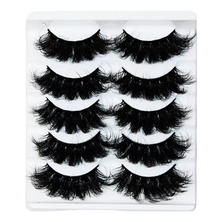 JIEFUXIN Faux Nerz Wimpern, Black, 5 Paar, Unisex - Bild 6