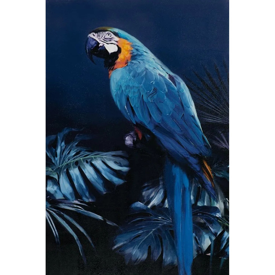 Art Universe Leinwandbild Papagei in Blau, modernes Wandbild mit Tiermotiv, Breite: 80 cm, Höhe: 120 cm - Bild 2