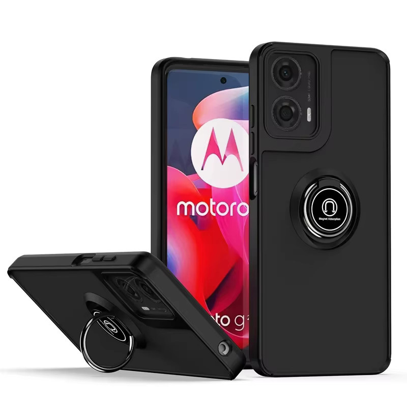 Stoßfeste Schutzhülle mit Ring-Ständer für Motorola Moto G85 G84 G54 G34 G24 G14 G60 in Schwarz mit mattem Finish - Bild 6