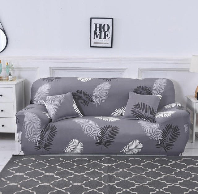 Housmife Elastischer Sofabezug mit Floralem Muster in Grau für 1-Sitzer, Breite: 90-140 cm - Bild 1