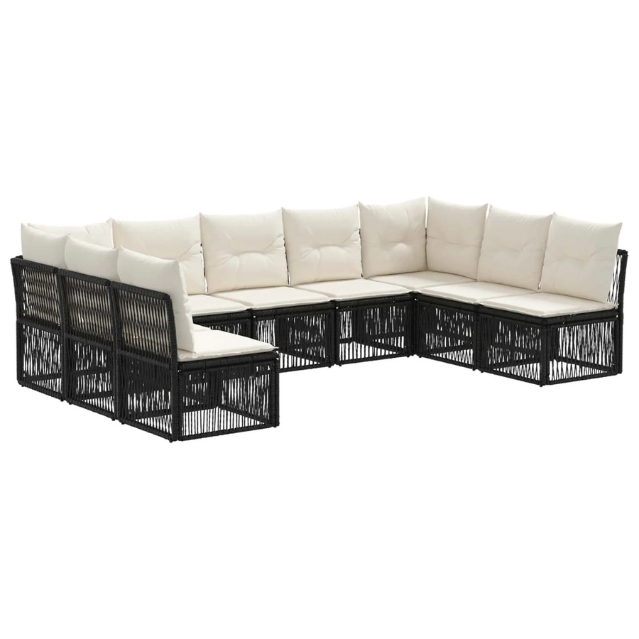 vidaXL Gartensofa-Set 9-teilig in Schwarz aus Poly-Rattan mit Polstern und UV-beständigem Stoff für Garten, Terrasse oder Balkon - Bild 2