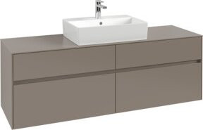 V&B Waschtischunterschrank Collaro mit Waschtisch und LED-Beleuchtung, Farbe: Mattgrau, B/T/H: 160 x 54,8 x 50 cm - Bild 1