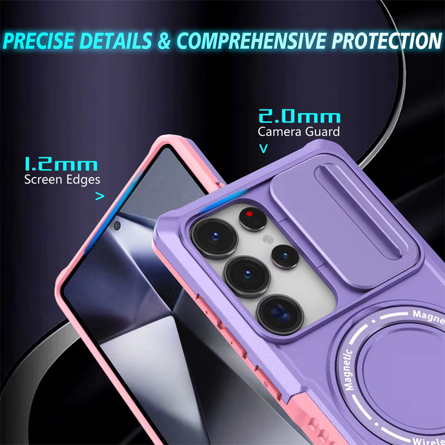 Hybrid-Rüstungshülle für Samsung Galaxy S26 S25 S24 S23 S22 Ultra Plus FE mit magnetischer Autohalterung und kabelloser Ladefunktion in Pink oder Purple - Bild 3