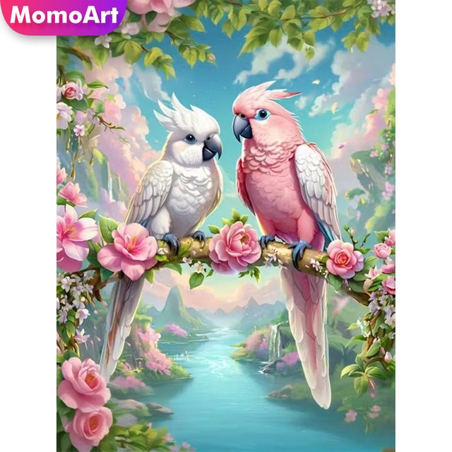 Momoart Diamantmalerei Papagei DIY Diamantmosaik für Anfänger, Mehrfarbig - Bild 1