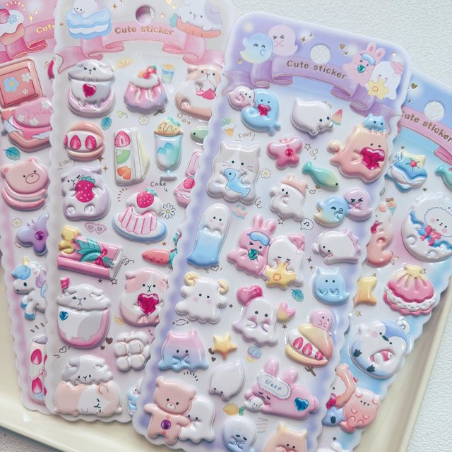 Japanische 3D Schaum Aufkleber mit süßen Tiermotiven für Scrapbooking und DIY Journaling, Mehrfarbig - Bild 1
