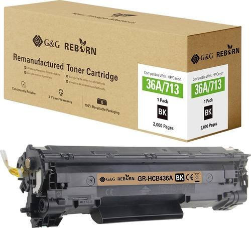 G&G Toner Cartridge Schwarz kompatibel mit HP und Canon 36A, remanufactured, 2000 Seiten Kapazität - Bild 1