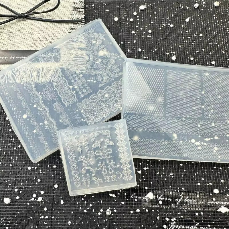 KuZHEN Silikon Relief Spitzenband Vorlagen für Nageldesign, Transparent - Bild 4