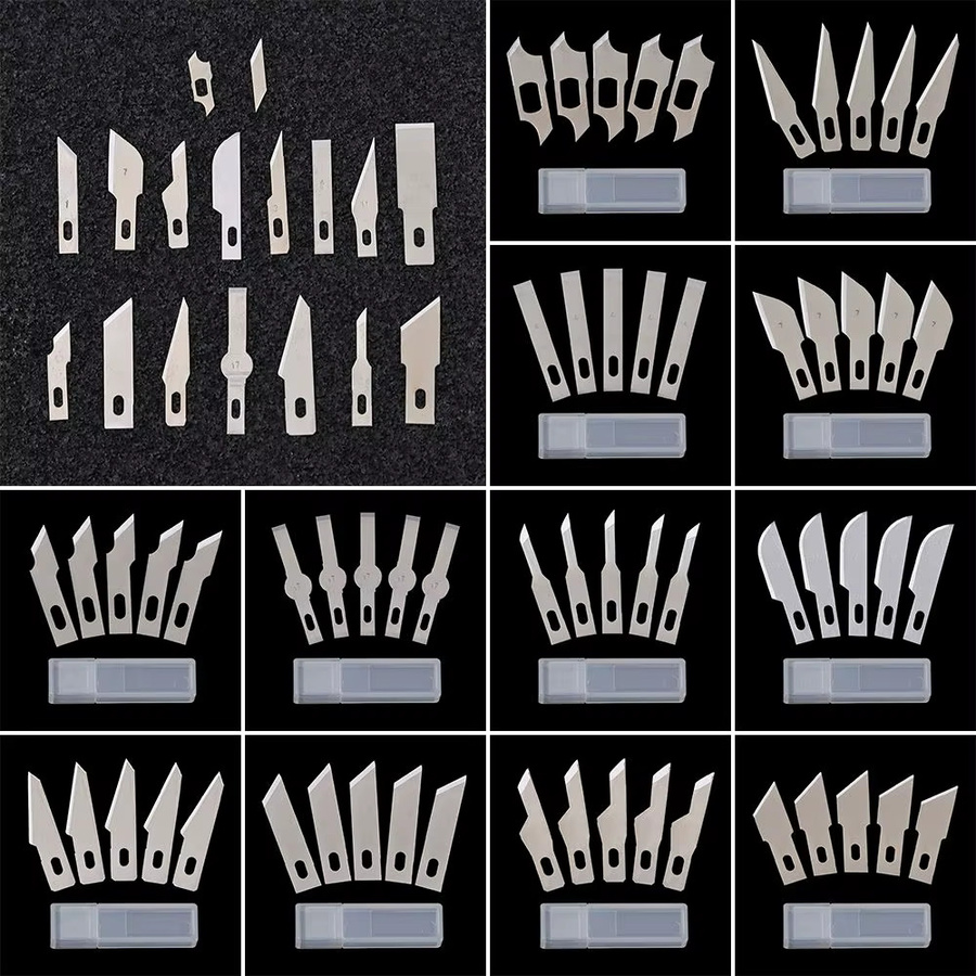 5-teiliges Bastelmesser-Set aus Stahl in Silber mit 10 Ersatzklingen für Mobiltelefon-Reparatur und PCB-Arbeiten - Bild 2