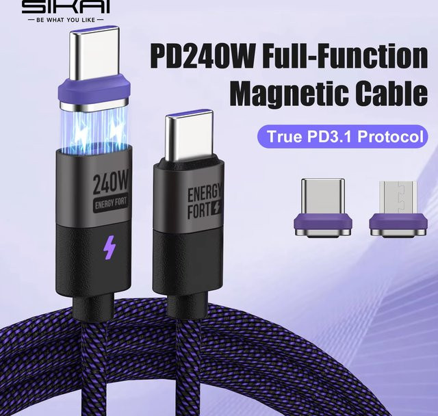 MOSHOU Magnetisches USB-C Schnellladekabel mit 240 W und PD3.1 5 A Unterstützung - Bild 1