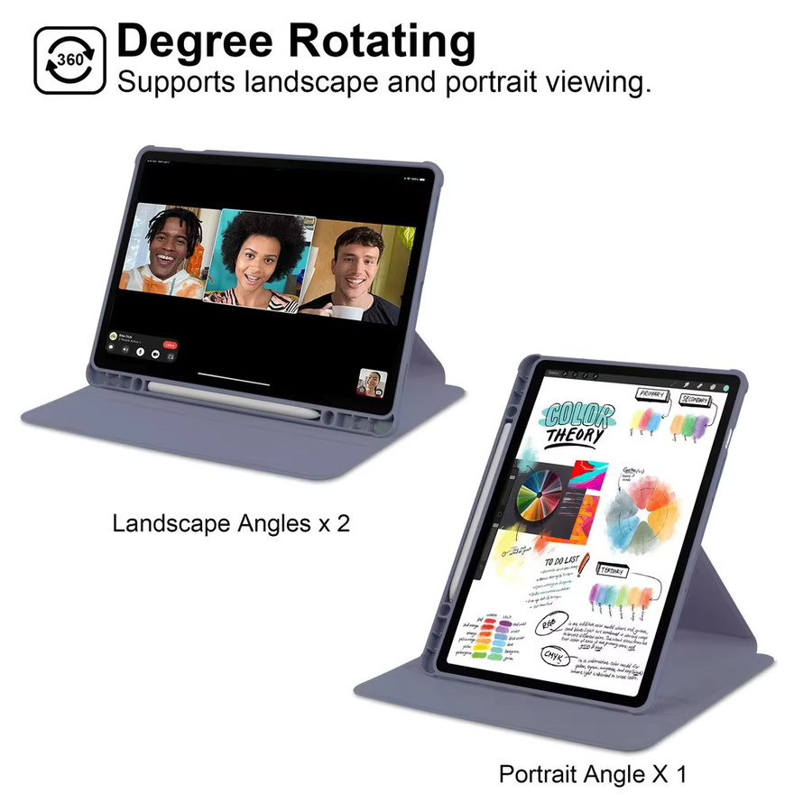 Samsung Schutzhülle mit 360 Grad Rotation und Stifthalter als Flip Cover in Grau für Galaxy Tab A9 S9 S8 S7 Plus FE A8 S6 Lite - Bild 3