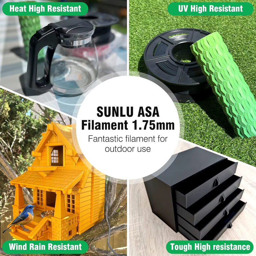 SUNLU ASA-Filament 1,75 mm, rot, 1 kg, UV- und hitzebeständig für funktionelle mechanische Teile im FDM-Druck - Bild 2
