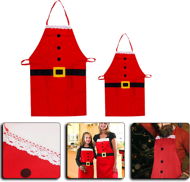 Weihnachtsschürze mit Weihnachtsmann Motiv für Damen und Herren in Rot - Bild 1