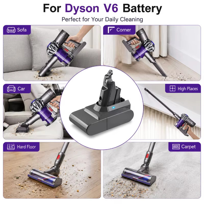 DAGENLY Hochleistungs-Ersatzakku für Dyson V6 V7 V8 V10 V11 kabellose Staubsauger, Li-Ionen-Akku mit 4800mAh, kompatibel mit SV03 SV10 SV11 SV12 SV14 SV15 DC31A DC34B DC62 - Bild 3