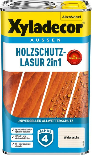 Xyladecor Holzschutz-Lasur 2in1 Weißbuche matt 2,5 l - Bild 1