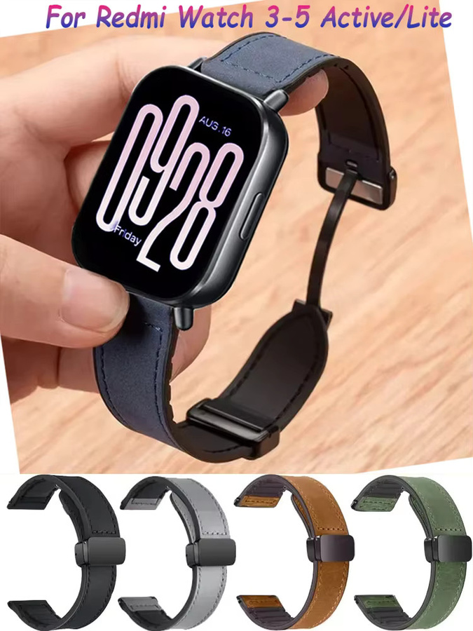 Xiaomi Uhrenarmband Leder, Silikon, Schwarz, Unisex - Bild 4