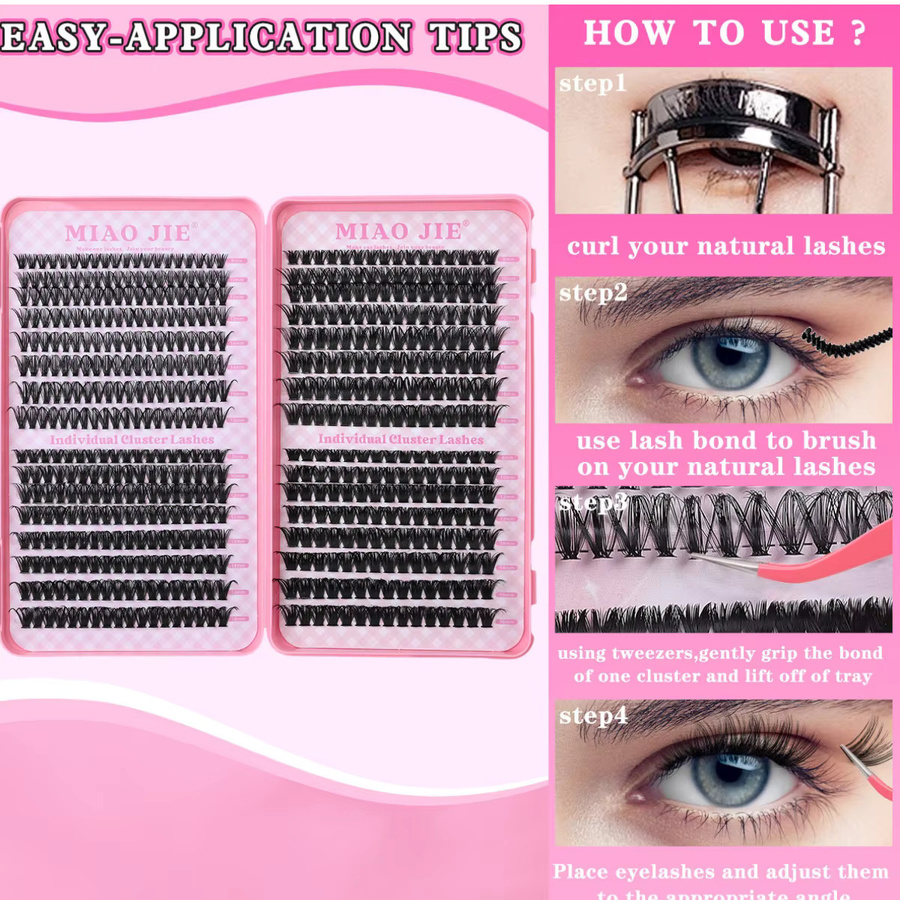 WINKLURE Wimpernverlängerungsset, 800 Stück, Wispy Einzelwimpern Mix 9-18mm - Bild 4