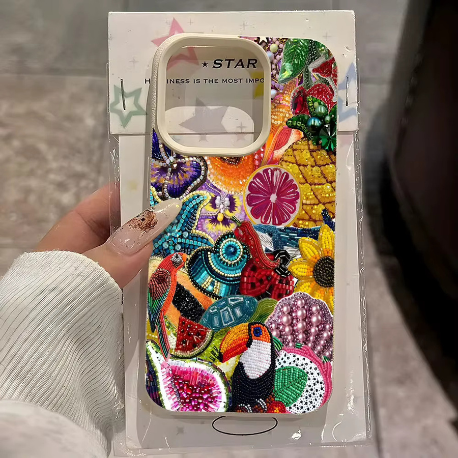 Silikon Soft Cover mit buntem tropischem Früchte-Tierdruck für dein iPhone (kompatibel mit iPhone 17 Air, 16, 15, 14, 13, 12, 11 Pro Max XS Max), Mehrfarbig - Bild 2