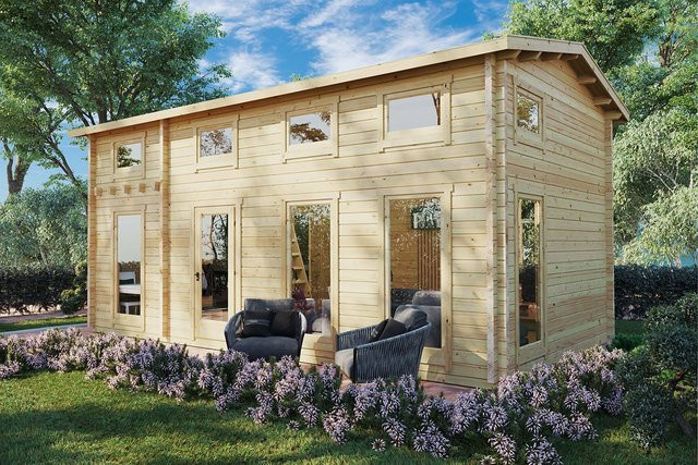 Gartenhaus Schweden J mit Schlafboden 7 x 4 m, Blockhaus mit 35 m² Grundfläche - Bild 1