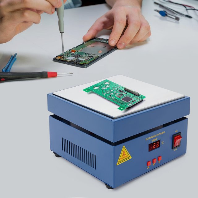 CNCEST Digitale Elektronische Heizplatte mit LCD-Anzeige, 800W Labor-Lötplatte für PCB-Löten und Heißversiegelung, Farbe: Blau, B/T: 20 x 20 cm, Temperaturregelung 50-400 ℃ - Bild 1