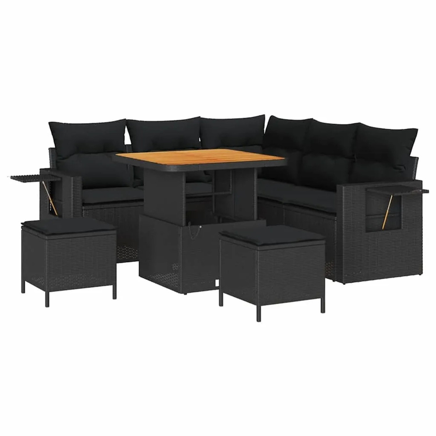 vidaXL Garten-Sofa-Set 8-teilig aus Poly-Rattan in Schwarz - Bild 2
