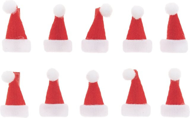 Rico Design Dekoklammern Weihnachtsmützen aus Holz in Rot, 10 Stück, Größe: 2,5 cm - Bild 1