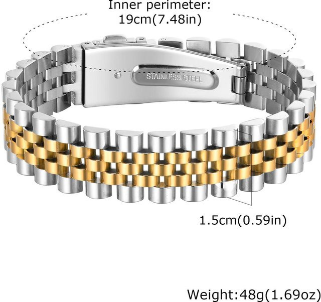 Lucky Star Jewelry Uhrenarmband Edelstahl, Magnetisch, Zirkonia, Herren, gray - Bild 1