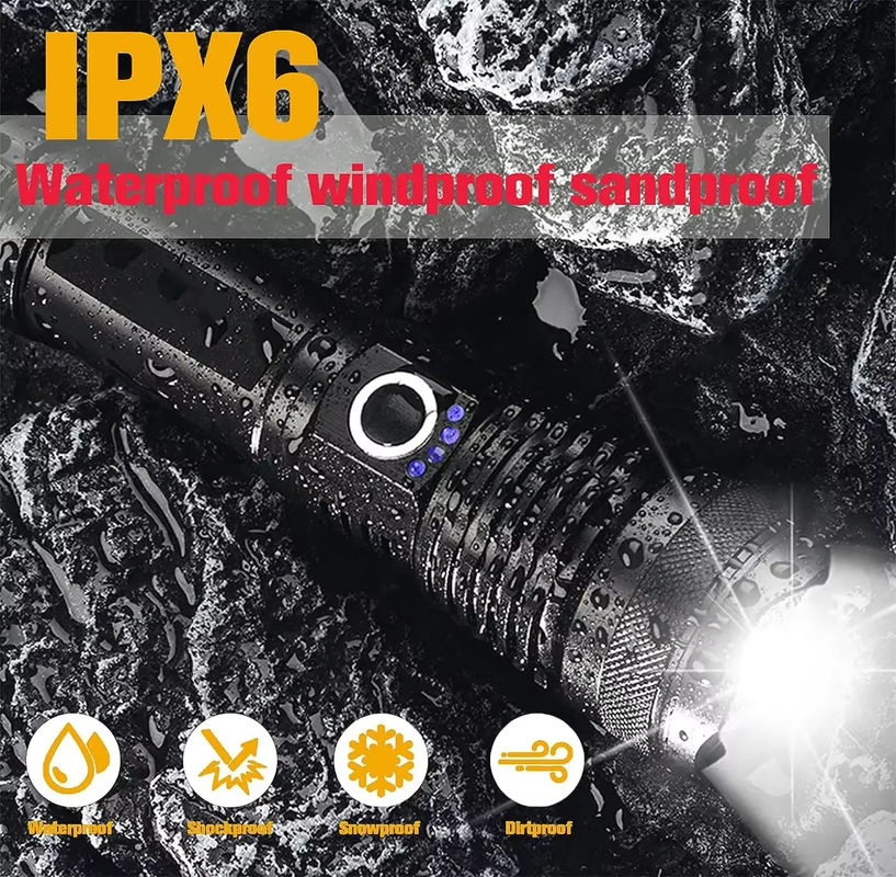 Heinast XHP50 LED Taschenlampe, wiederaufladbare taktische USB-Taschenlampe in Schwarz - Bild 5