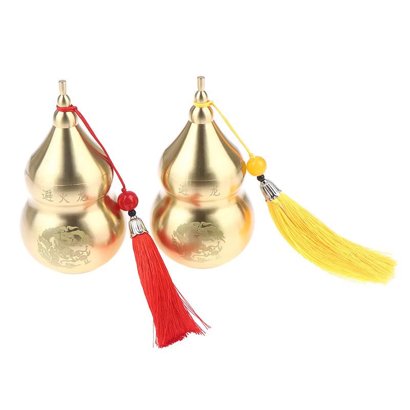 JETTING Feng-Shui Messing-Kürbis-Ornament mit Quaste in Gold für Wohlstand und Langlebigkeit - Bild 3