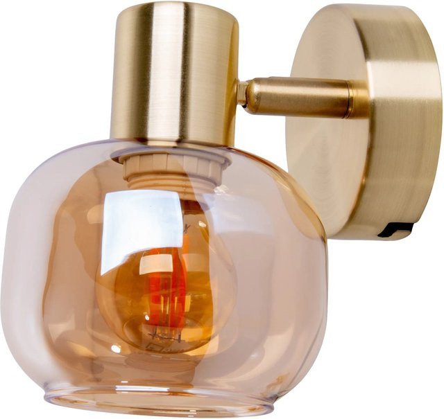 Näve Wandspot Libby in Messing und bernsteinfarbenem Glas, B/H/T: 14 x 16 x 10 cm, E14 Fassung - Bild 1