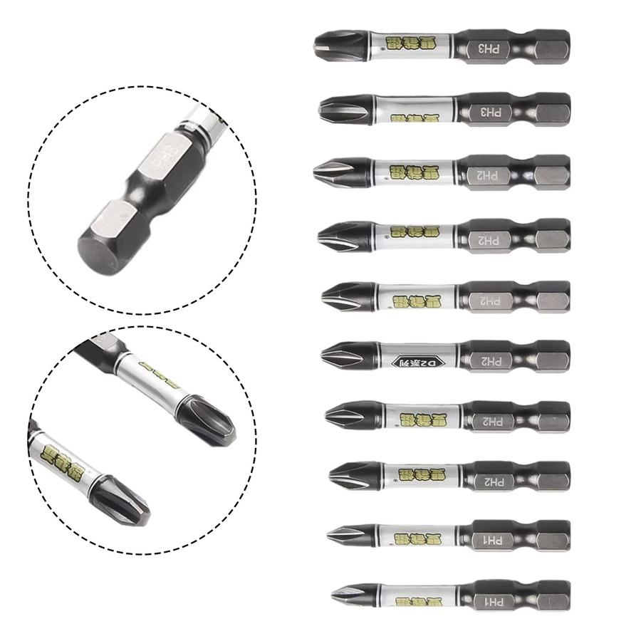VIBRATITE 10er Set Magnetische Schlagschrauber Bits mit 1/4 Zoll Hex Schaft für Kreuz, Sechseck und Torx - Bild 4