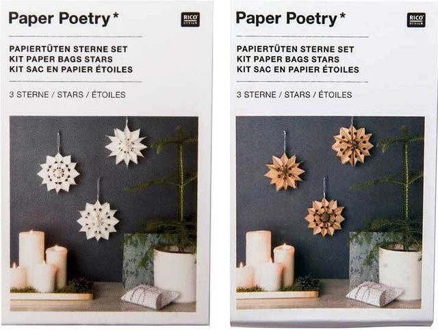 Rico Design Paper Poetry Bastelset mit weißen Papiertüten-Sternen - Bild 1