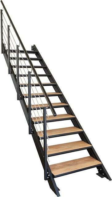 Treba Wangentreppe Brooklyn aus Aluminium mit 12 Stufen in Schwarz, B/T: 80 x 30,7 cm - Bild 1