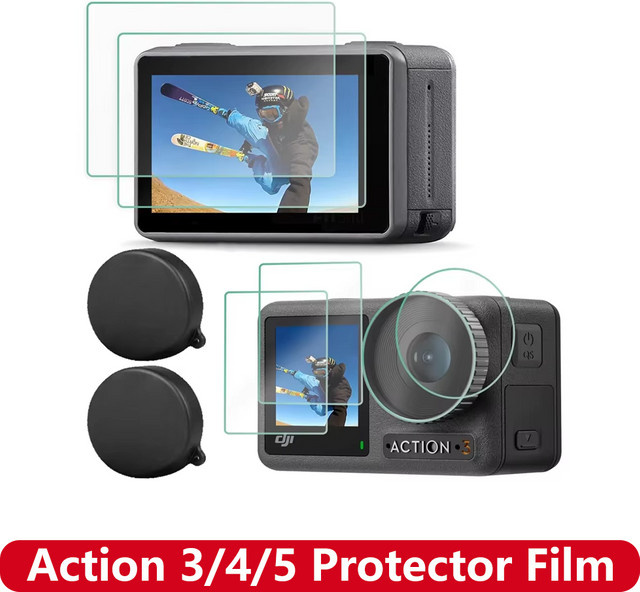 DJI OSMO Action 5 PRO 4 3 Displayschutzfolie und Objektivschutz aus gehärtetem Glas, transparent - Bild 1