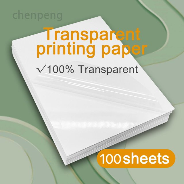 OEING Vinyl-Aufkleberpapier A4, 100 Blatt, transparent mit Gold-Effekt, wasserfest und glänzend für Tintenstrahldrucker - Bild 1