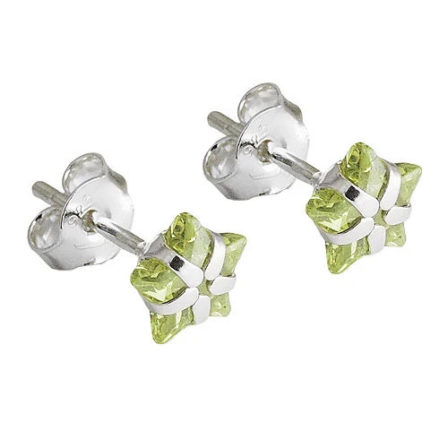 Colfem Ohrstecker, Zirkonia Stern, 925 Silber, oliv - Bild 1