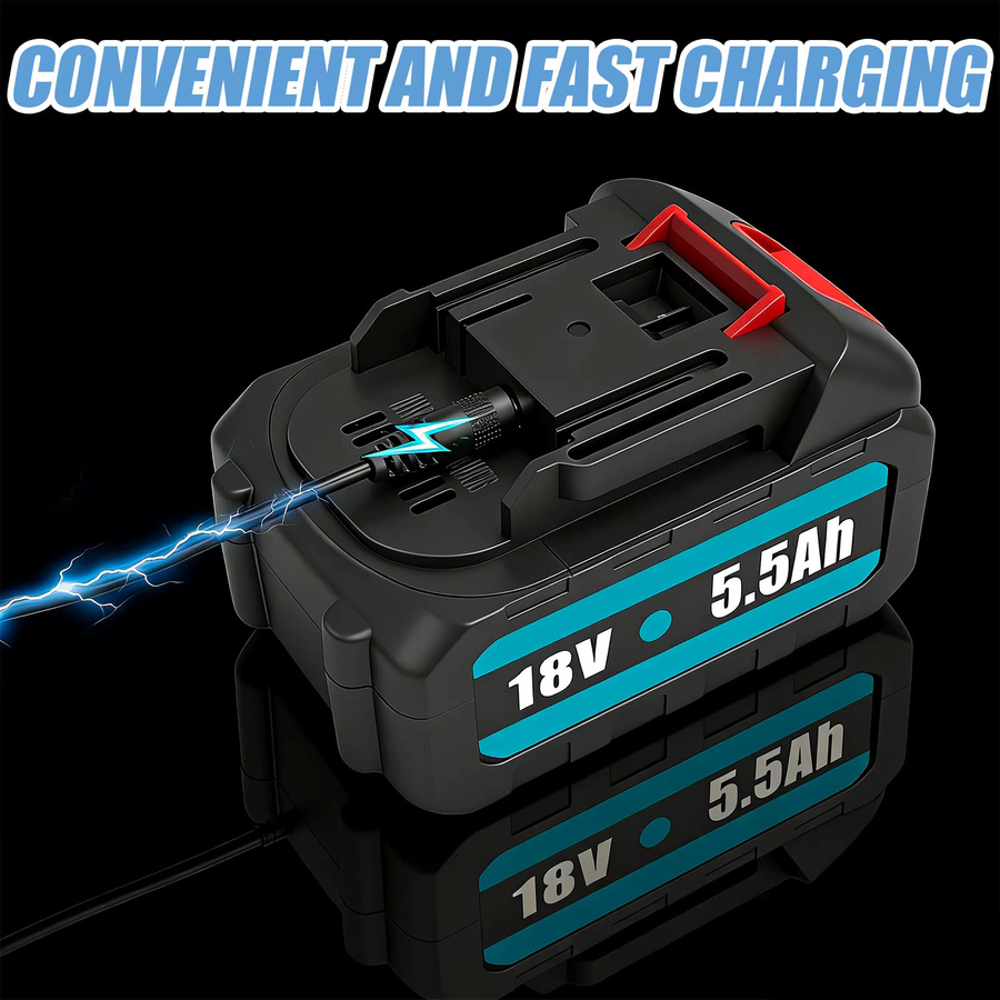 18V 5,5Ah Lithium-Ionen-Akku Set mit EU-Ladegerät in Schwarz - Bild 5
