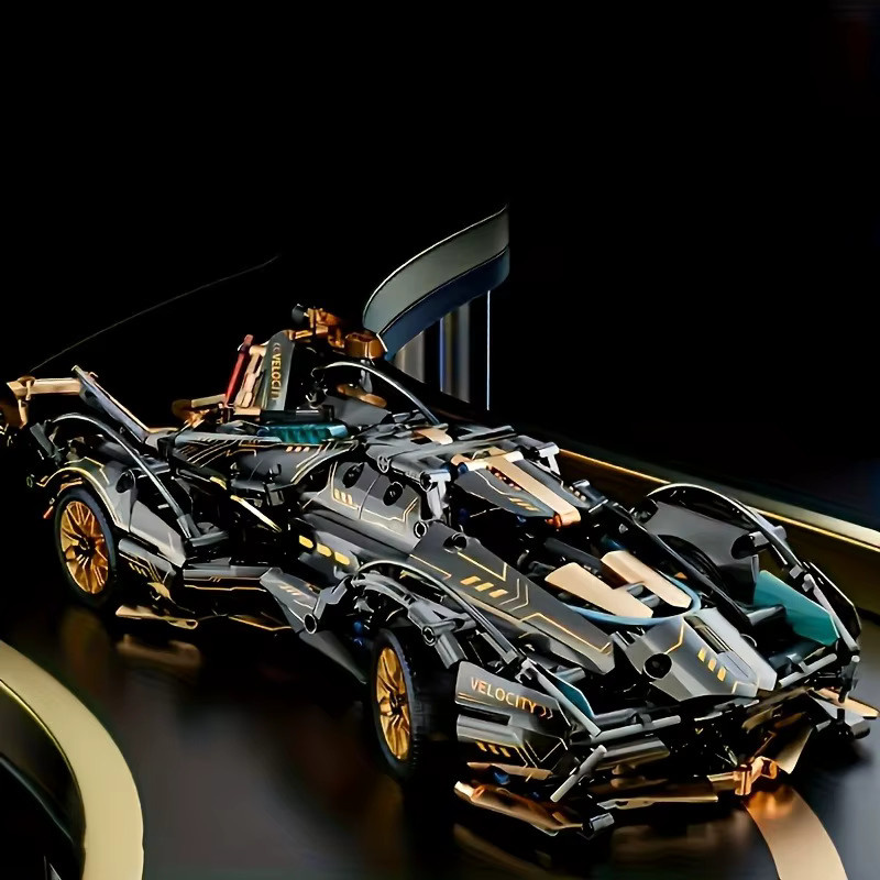 SIEZYOL Supersportwagen-Modellset, Schwarz-Gold, Bausteine - Bild 2