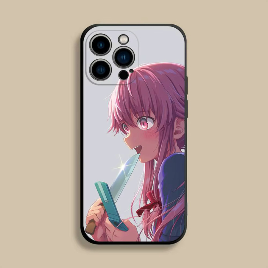 Mirai Nikki Gasai Yuno Anime Handyhülle Schwarz Soft Cover für iPhone 17, 16, 15, 14, 13, 12, Pro, Max, Plus, SE, Air, Mini - Bild 2