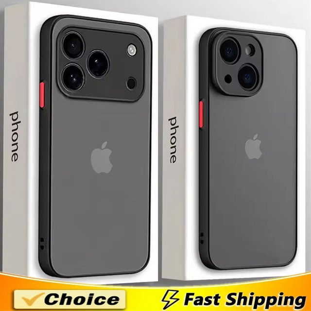 AEAJ Stoßfeste Silikon Handyhülle mit mattem Finish für iPhone 11 bis iPhone 16 Pro Max in Schwarz und Rot - Bild 1