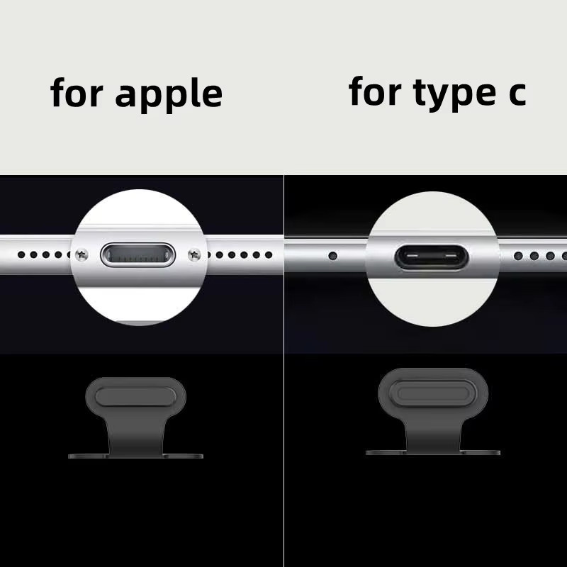 Silikon Staubschutzstecker für Ladeports von iPhone und USB-C Smartphones, Farbe: Schwarz, 2/4/6er Set - Bild 4