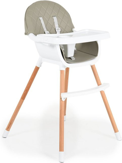 Cangaroo Kinderhochstuhl Gelato 2 in 1 mit verstellbarem Tisch und 3-Punkt-Gurt, grau - Bild 1