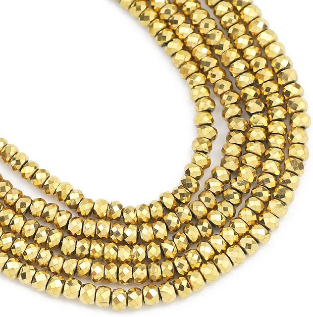 JHNBY Spacer Perlen Hämatit Naturstein, Gold, Unisex - Bild 1