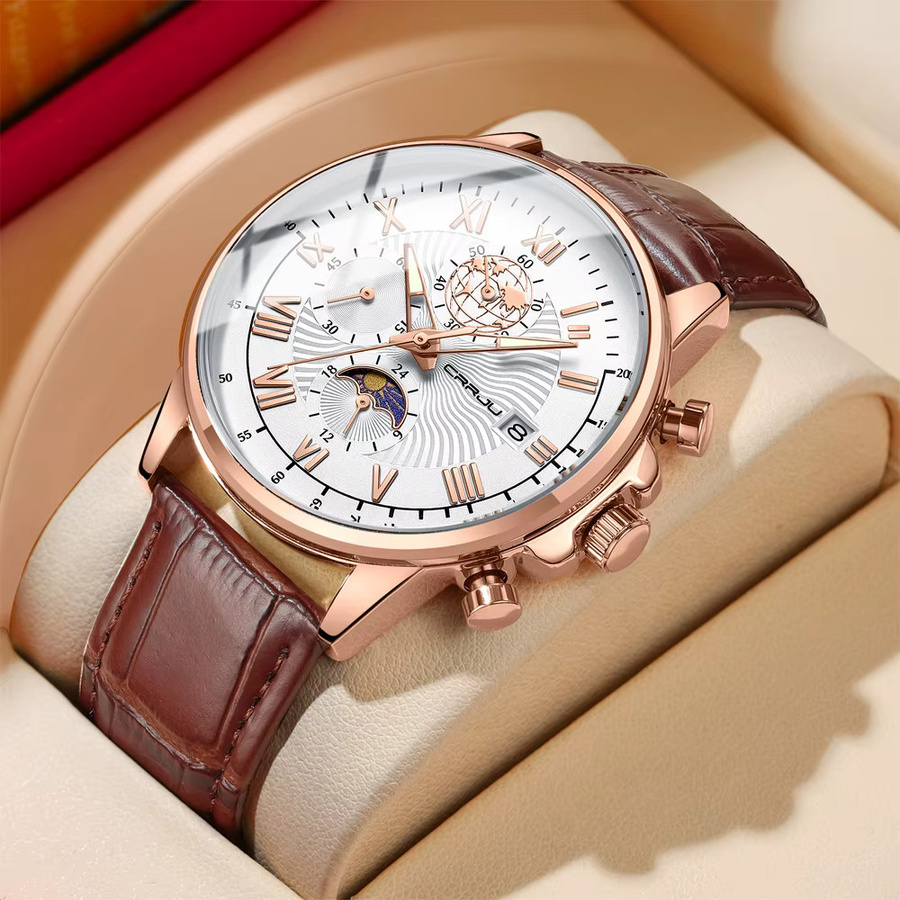 CRRJU Herrenuhr, Analoguhr, Quarz, Edelstahl, Gold, Herren - Bild 2