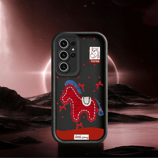 Rote Silikon-Handyhülle mit Pony-Schleife für Samsung Galaxy S20 bis S25 Ultra und Note20 Ultra - Bild 1