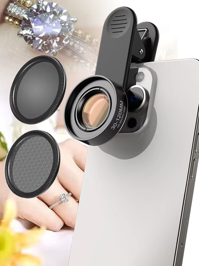 OBKEY Makro-Handyobjektiv 10X HD Nahaufnahme Clip-On Mobilkamera-Objektiv für iPhone Samsung Xiaomi Huawei und Android Smartphones in Schwarz - Bild 5