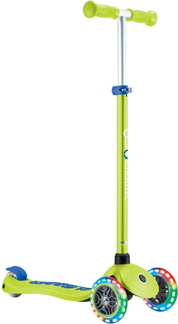 Globber Primo Plus Lights Tretroller, mit LED-Leuchtrollen, Grün, ab 3 Jahre - Bild 1