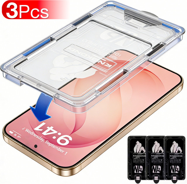 3er-Set Displayschutzfolie aus gehärtetem Glas 9H für Samsung Galaxy S26 Ultra S25 Edge S24 S23 S22 Plus A57 A37 A56 A36 A55 A35, transparent und entsperrbar - Bild 1
