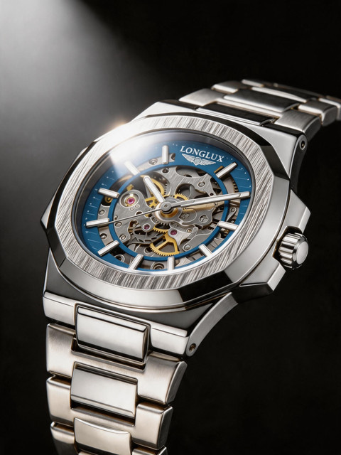 LONGLUX Automatikuhr, Edelstahl, Blau, Herren - Bild 1