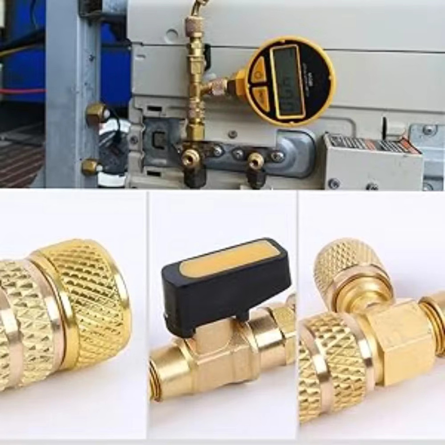 Schrader-Ventil-Kältemittelwerkzeug Ventilkern-Entferner-Installationssatz in Gold mit 1/4-Zoll und 5/16-Zoll Anschluss für R22 R410a R134A R12 R32 - Bild 2